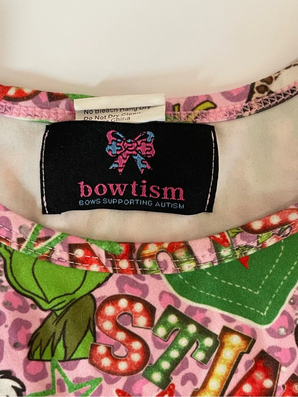 Bowtism Girls Pink Grinchmas Christmas Twirl Dress Long Sleeve Size 7